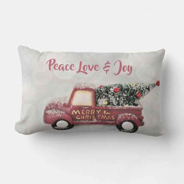 Almofada Lombar Paz Amor e Joy Toy Truck Feliz Natal (Frente)