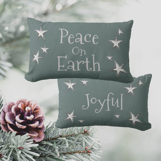 Almofada Lombar Paz na Terra Feliz Natal (Peace On Earth, Joyful Christmas Lumbar Pillow)