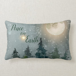 Almofada Lombar Paz no feriado moderno do Natal da aguarela da