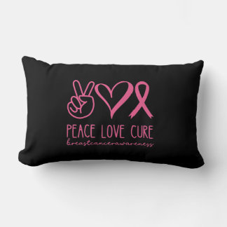 Almofada Lombar Peace Love Cure Pink Ribbon Warrior Cancer