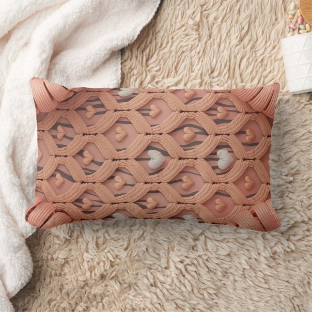 Almofada Lombar Peach Crochet Tiger Pattern Pillow Cover  (Cobertor)