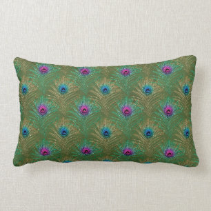 Almofada Lombar Peacock Feather Glitter e Sparkle