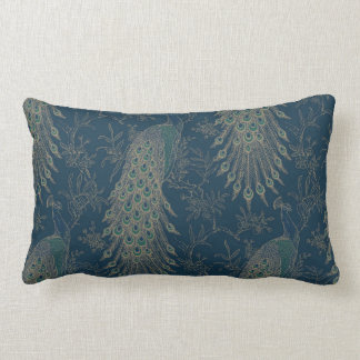 Almofada Lombar Peacocks, estilo vitoriano e chá escuro e Dourado
