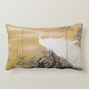 Almofada Lombar Peafowl do branco de Mochizuki Gyokkei