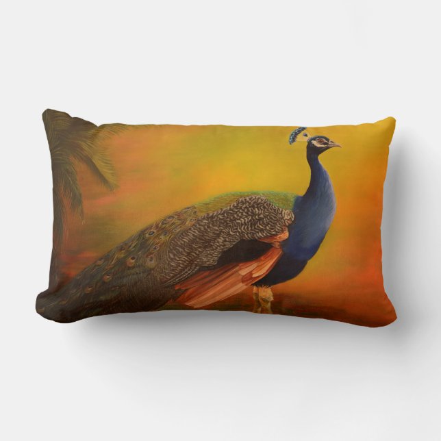 Almofada Lombar Peafowl indiano do pavão (Frente)