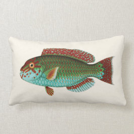 Almofada Lombar Peixes tropicais exóticos no azul e no vermelho do