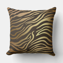 Almofada Lombar Pele Safari Preta-Zebra Ouro Contemporânea
