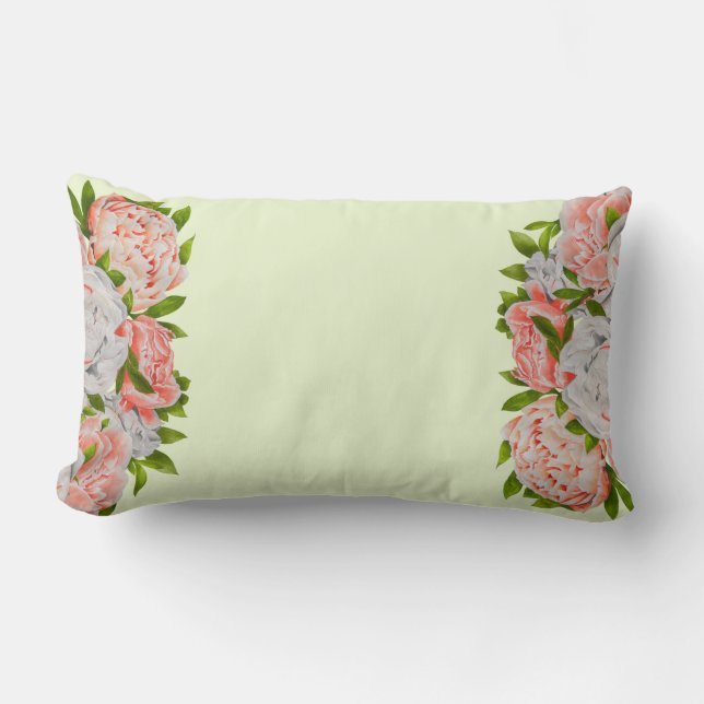 Almofada Lombar Peônias cortadas num Travesseiro lombar (Frente)