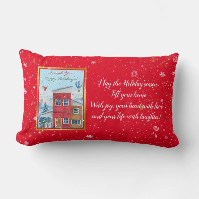 Almofada Lombar Personalização de Feriado Feliz (Frente)