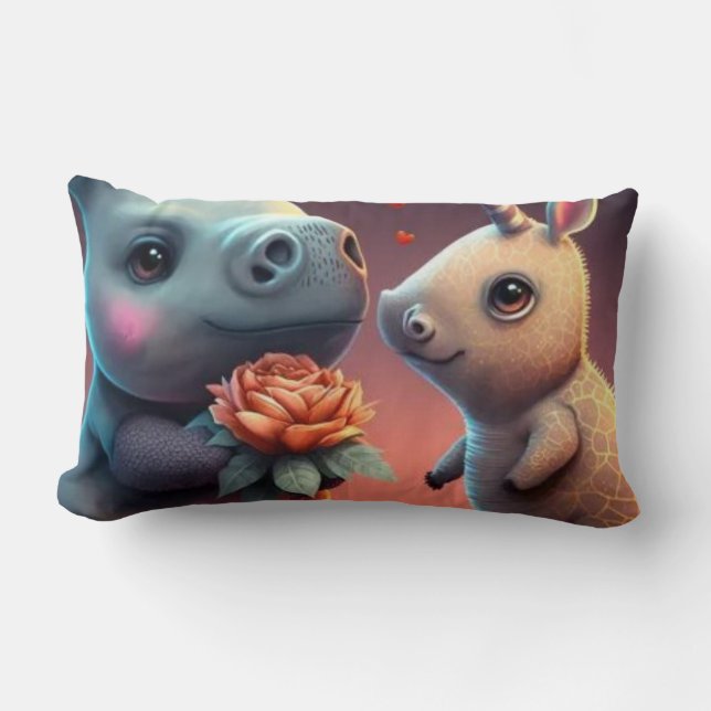 Almofada Lombar personalização do desenho animado do namorados (Frente)