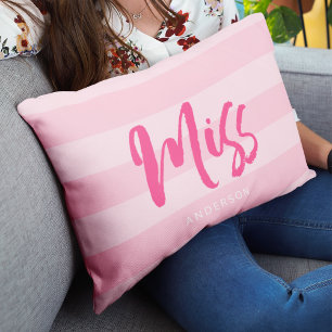 Almofada Lombar Personalizar com o nome Miss Pink Strips