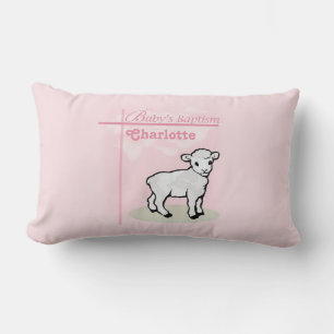 Almofada Lombar Personalizável, Batismo, Rosa, Garota, Lambe