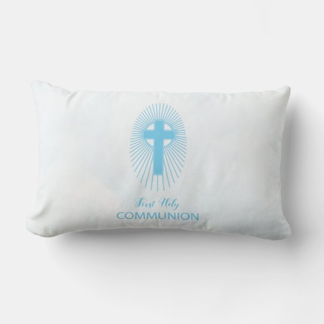 Almofada Lombar Personalize, Blue First Sagrada Comunhão (Frente)