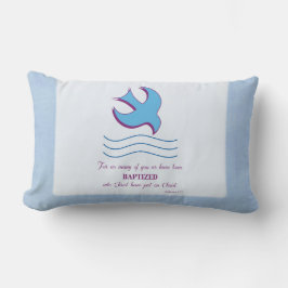 Almofada Lombar Personalize, pomba do batismo adulto em azul