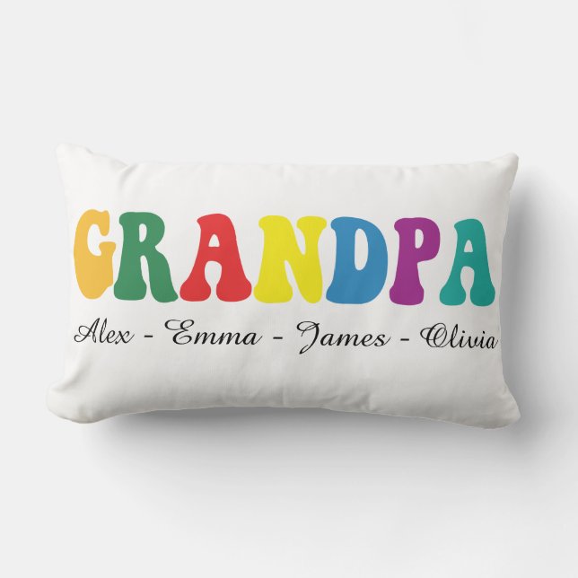 Almofada Lombar Personalized Grandpa Gift with Grandkids’ Names (Frente)