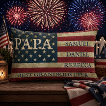 Personalized PAPA grandkids names American Flag