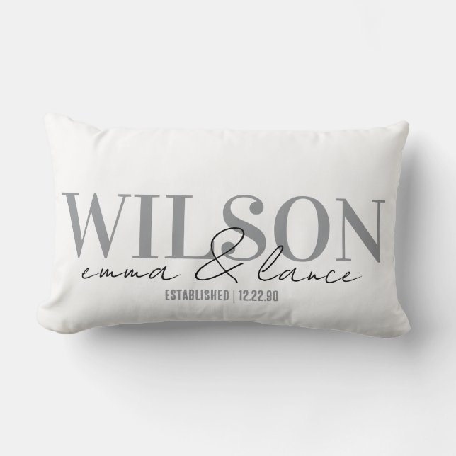 Almofada Lombar Personalized Wedding Pillow, Names & Dates  (Frente)