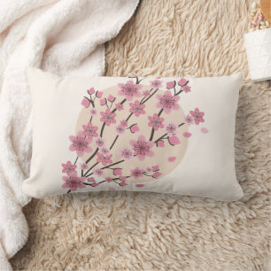 Almofada Lombar Pétalas de Árvore Flor de Cerejeira Rosa