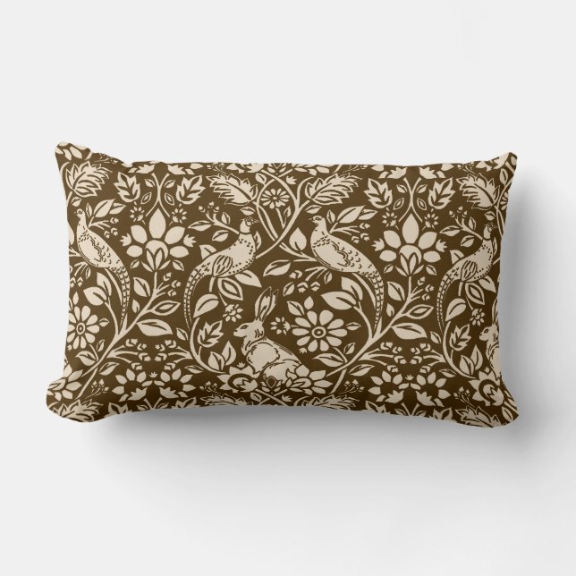 Almofada Lombar Pheasant and Hare Patterno, Brown and Beige   (Frente)