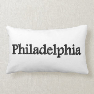 Almofada Lombar Philadelphfia - letras cinzentas - no branco