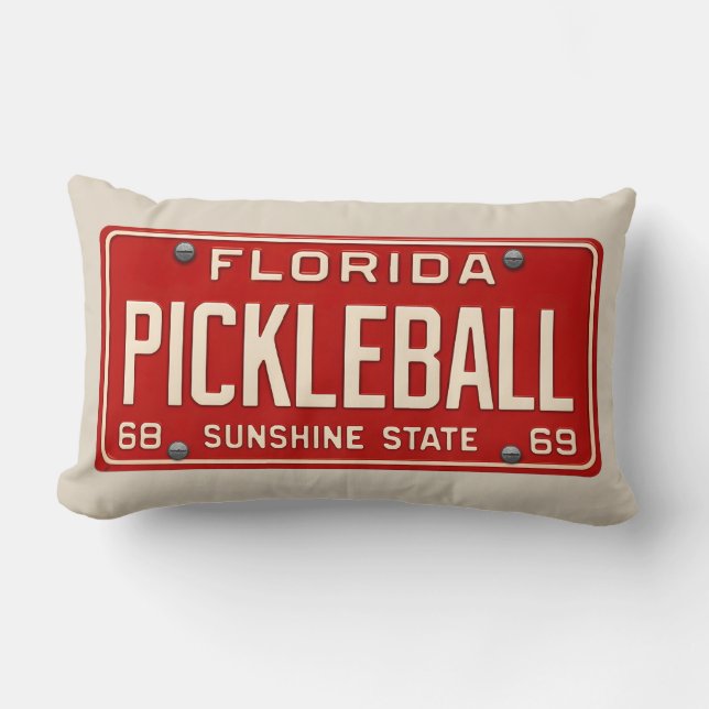 Almofada Lombar Pickleball Fanatic - Retro Florida License Plate (Frente)