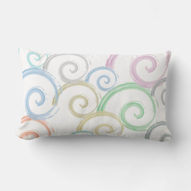 Almofada Lombar Pincéis legal, modernos, de cor de água de ondas (Frente)