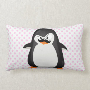 Almofada Lombar Pinguim branco preto bonito e bigode engraçado