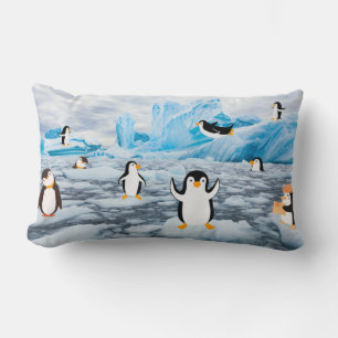Almofada Lombar pinguins bonitos no gelo da Antártica