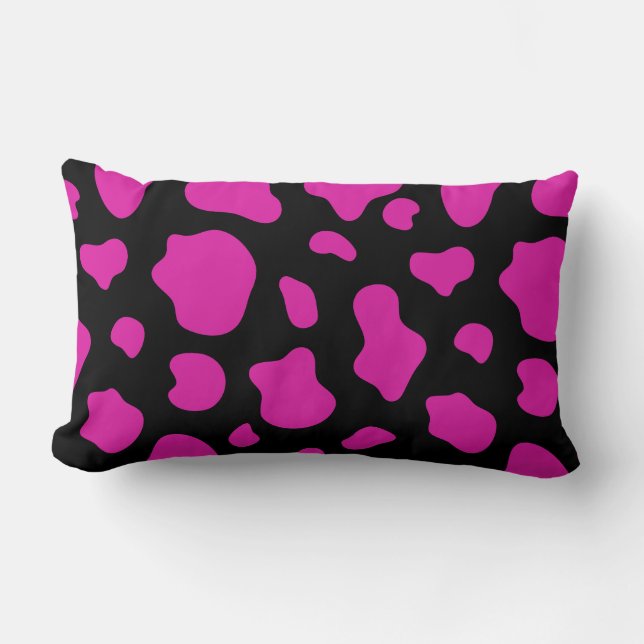 Almofada Lombar Pink And Black Cow Print Decorative Pillow (Frente)