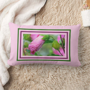 ALMOFADA LOMBAR PINK HIBISCUS, DESFURADO/PINCO, VERDE, CORES DE M