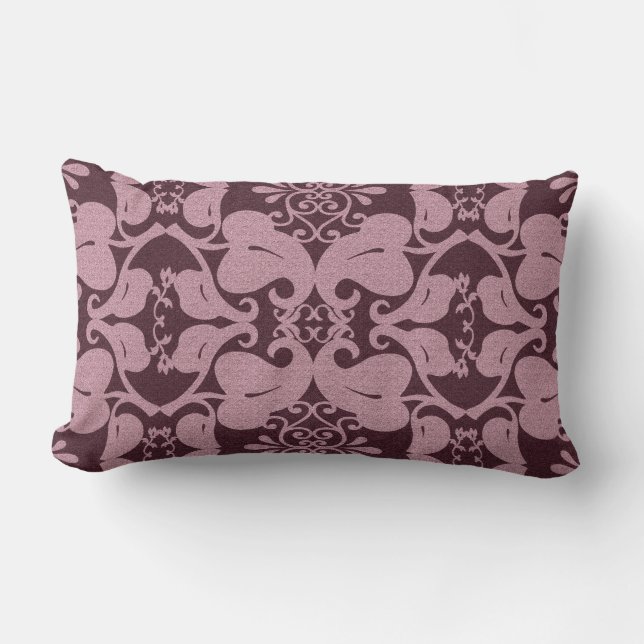 Almofada Lombar Pink N Burgundy Modern Elegant Leaf Patterno (Frente)