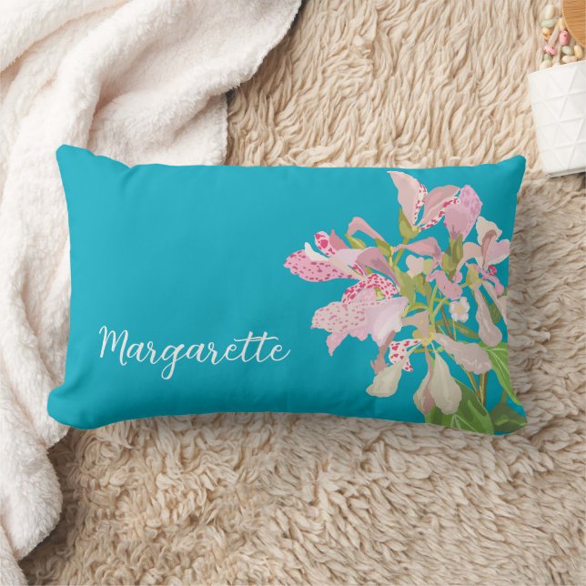 Almofada Lombar Pink Orchid Floral Design – Elegant Botanical Art (Cobertor)