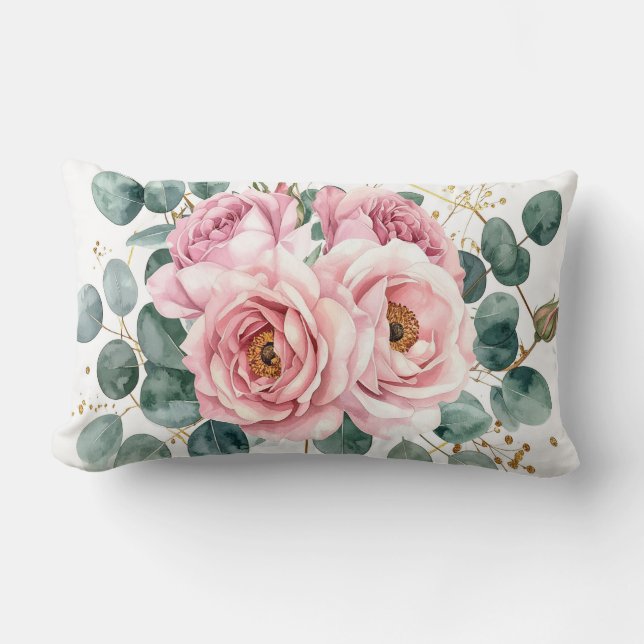 Almofada Lombar Pink Rose & Eucalyptus Pillow (Frente)