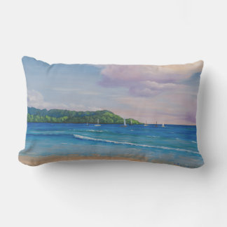 Almofada Lombar Pintura das Ilhas Havaianas da Baía de Hanalei