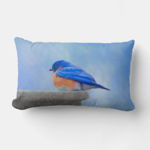 Almofada Lombar Pintura de Bluebird - Arte de Pássaro Original