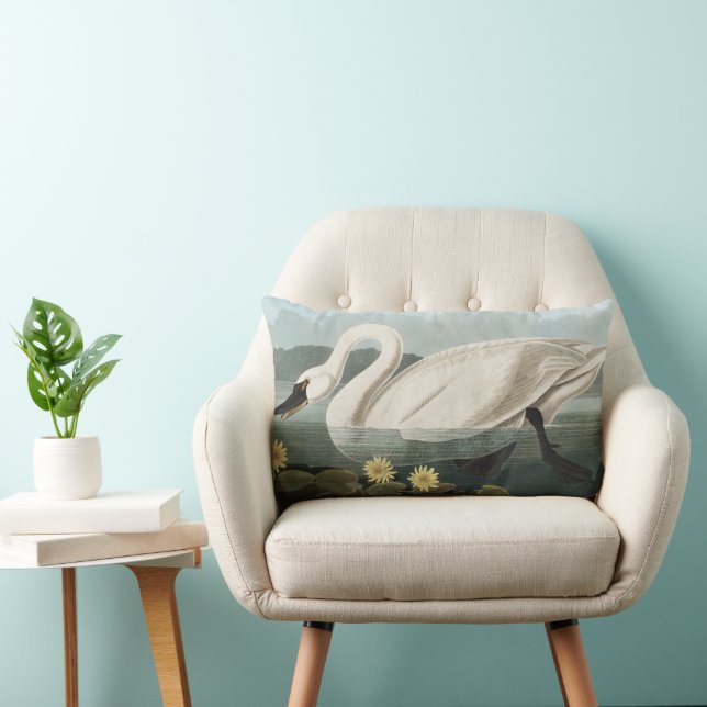 Almofada Lombar Pintura de Galinha-d'Água do Cisne-Branco Audubon (Cadeira)