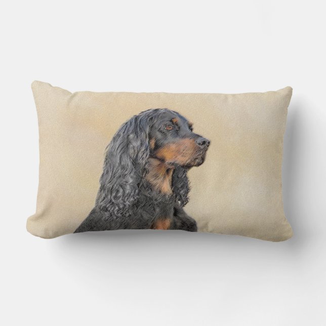 Almofada Lombar Pintura de Gordon Setter - Arte de Cachorro Origin (Frente)