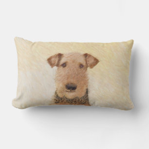 Almofada Lombar Pintura de Terrier Airedale - Arte original cômoda