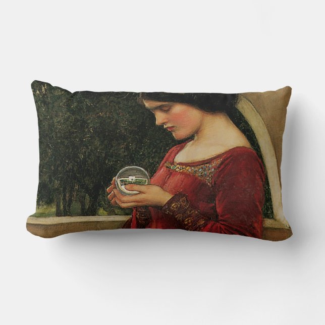 Almofada Lombar Pintura de Waterhouse da Mulher Cristal Ball (Frente)