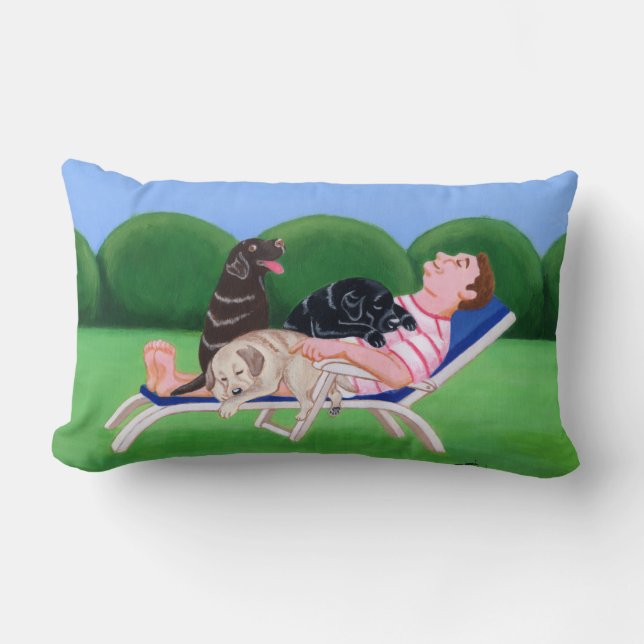 Almofada Lombar Pintura do pai de Labrador (Frente)