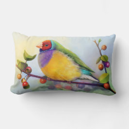 Almofada Lombar Pintura realística do passarinho de Gouldian