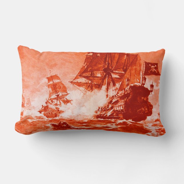 Almofada Lombar PIRATE SHIP BATTTTTLE EM vermelho (Frente)