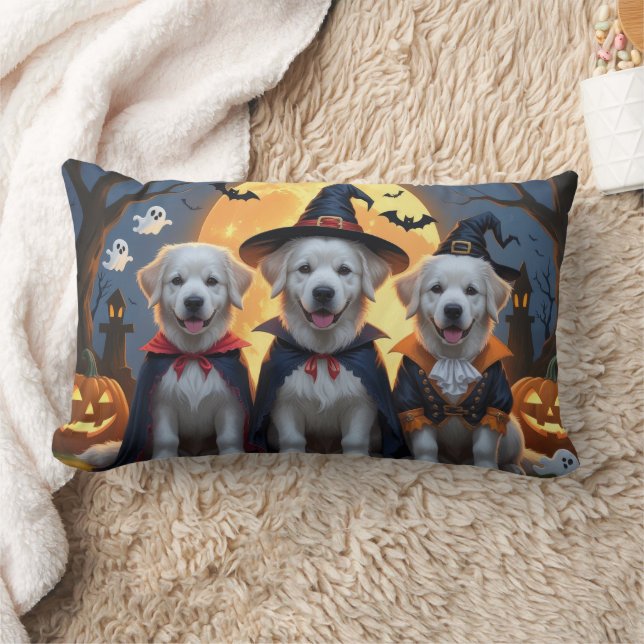Almofada Lombar Pirenéus excelentes Cães Abóbora Halloween Engraça (Cobertor)