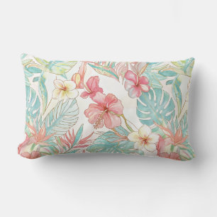 Almofada Lombar PixDezines Vintage Pastel H2 Havaí Folhagem Floral