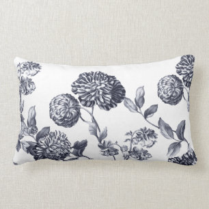 Almofada Lombar Platina Toile floral botânico moderno cinzento