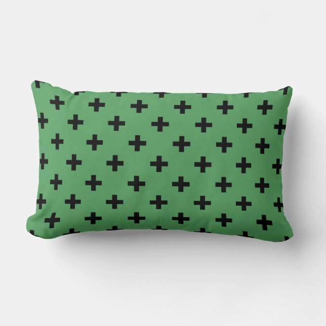 Almofada Lombar Polka negra cruza em verde (Frente)
