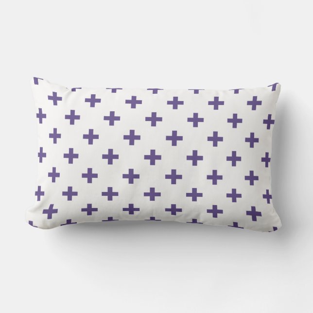 Almofada Lombar Polka ultravioleta cruza em branco (Frente)