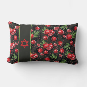Almofada Lombar Pomegranatos no Black Jewish Rosh Hashanah Star Lu