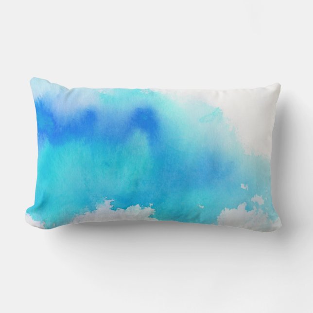 Almofada Lombar Ponto azul, pintado mão abstrato da aguarela (Frente)