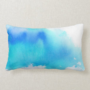 Almofada Lombar Ponto azul, pintado mão abstrato da aguarela
